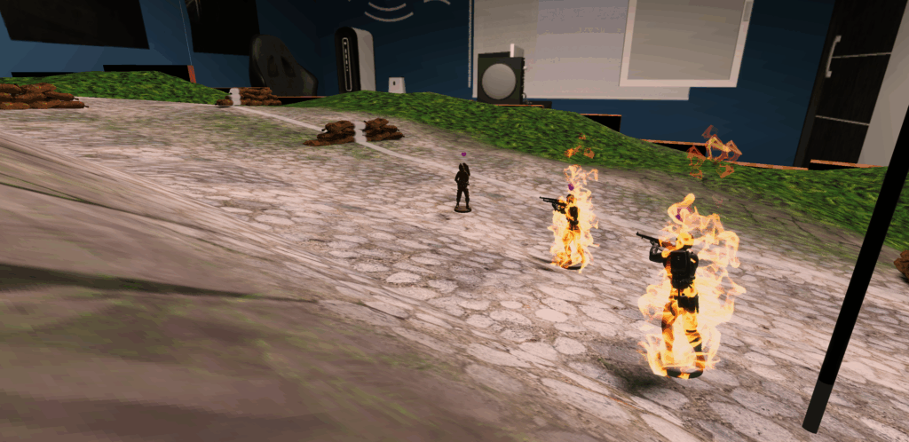 A Flamer blocking a mountain trail in Mobile Soldiers: Plastic Army.